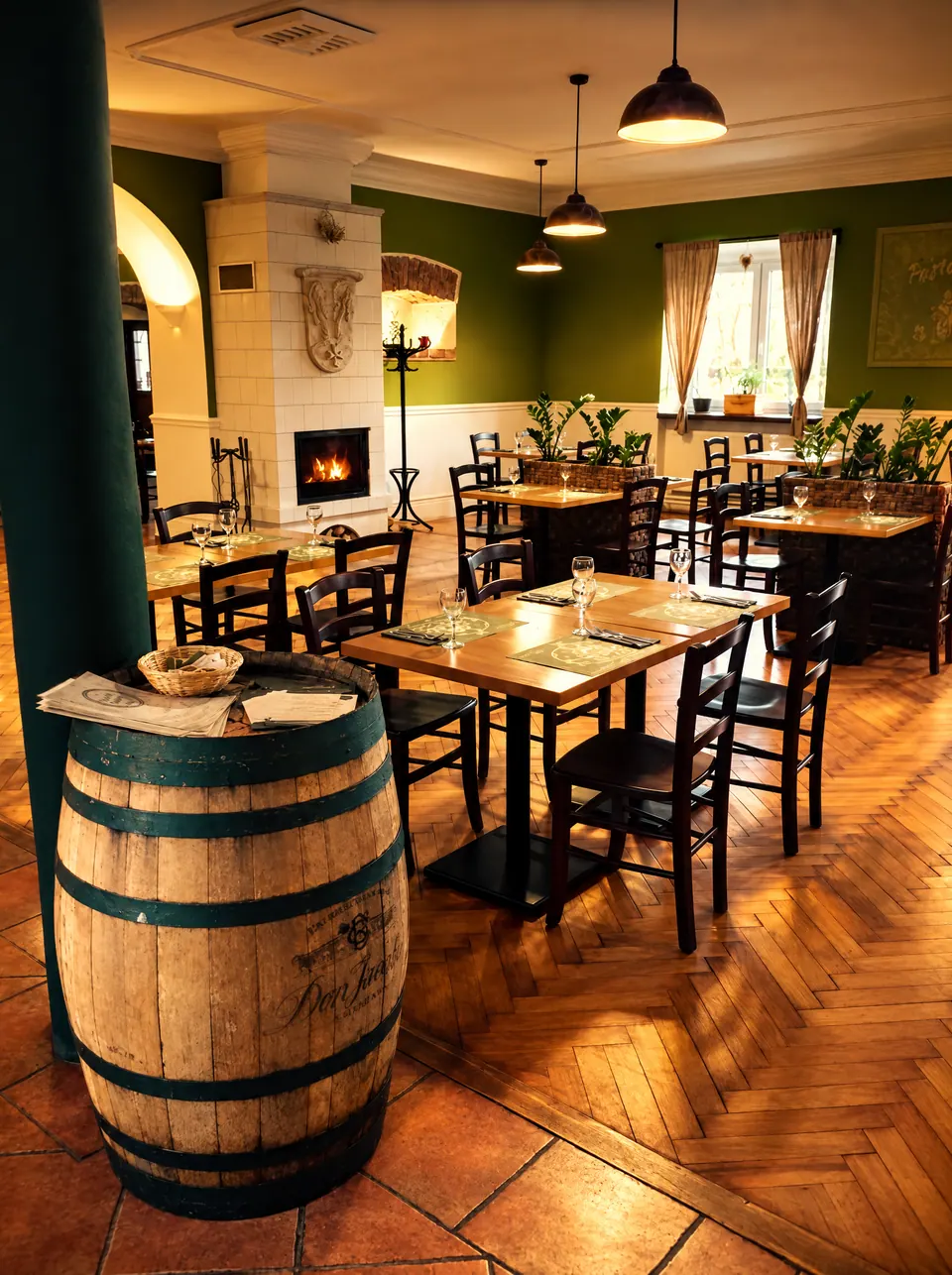 Posezení u cihlové pece v Trattoria Famiglia